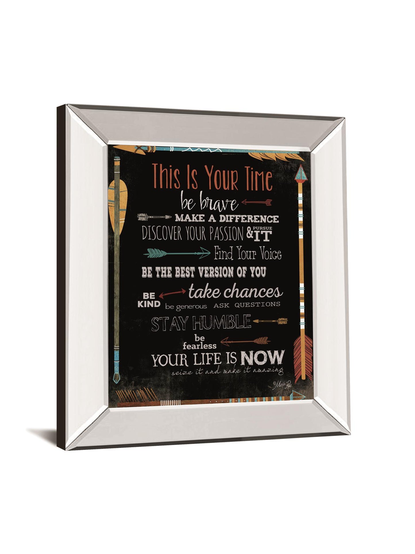 This Is Your Time By Marla Rae - Mirror Framed Print Wall Art - Black Classy Art