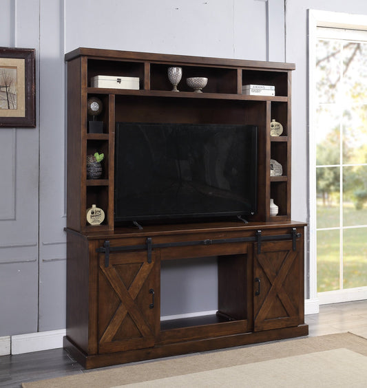 Aksel Walnut Entertainment Center w/Fireplace ACME East