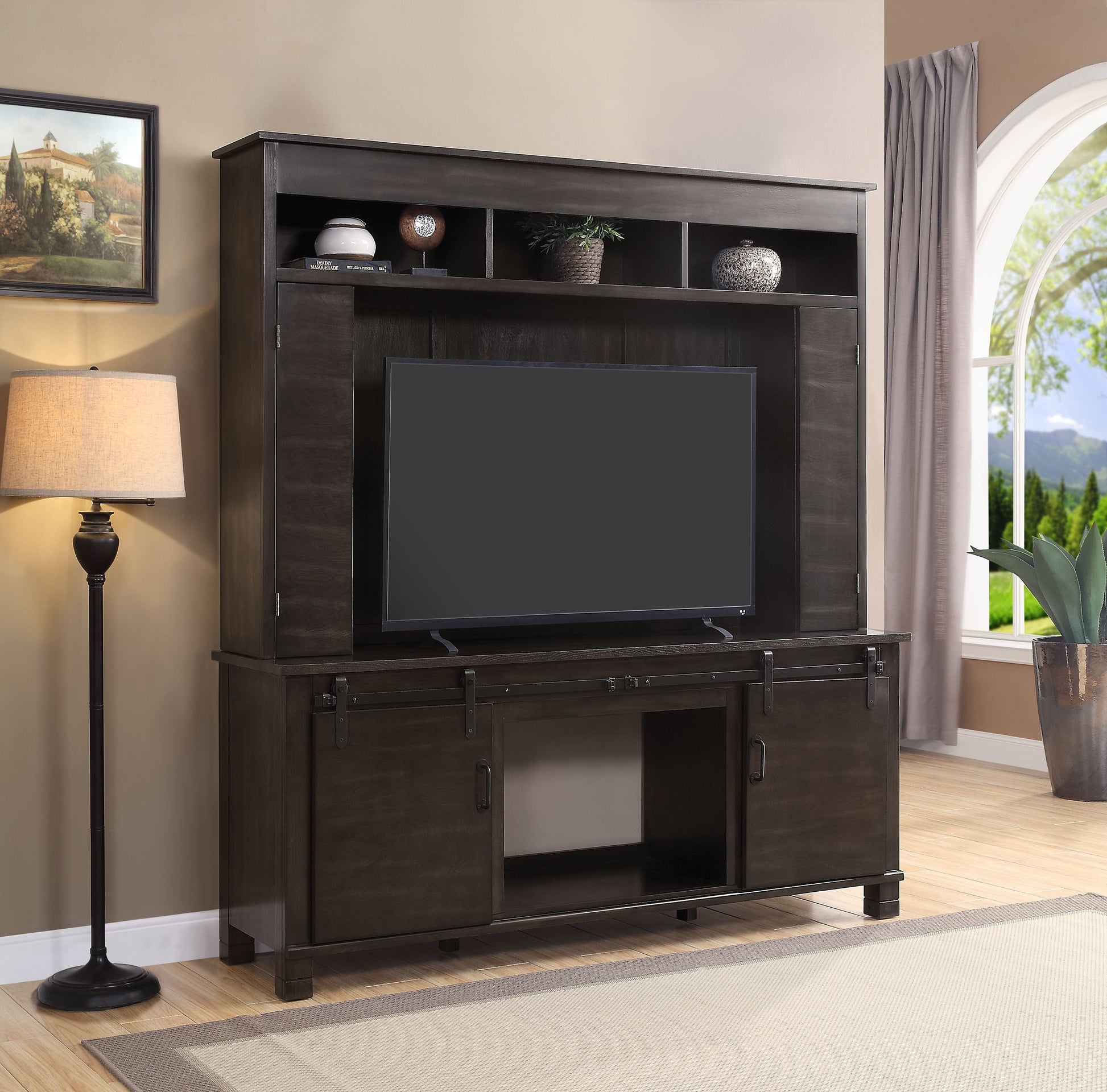 Apison Espresso Entertainment Center w/Fireplace ACME East