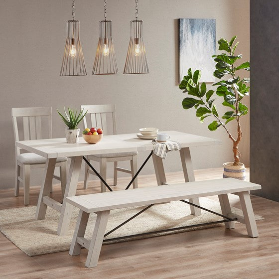 4-Piece Dining Set Reclaimed White Olliix.com