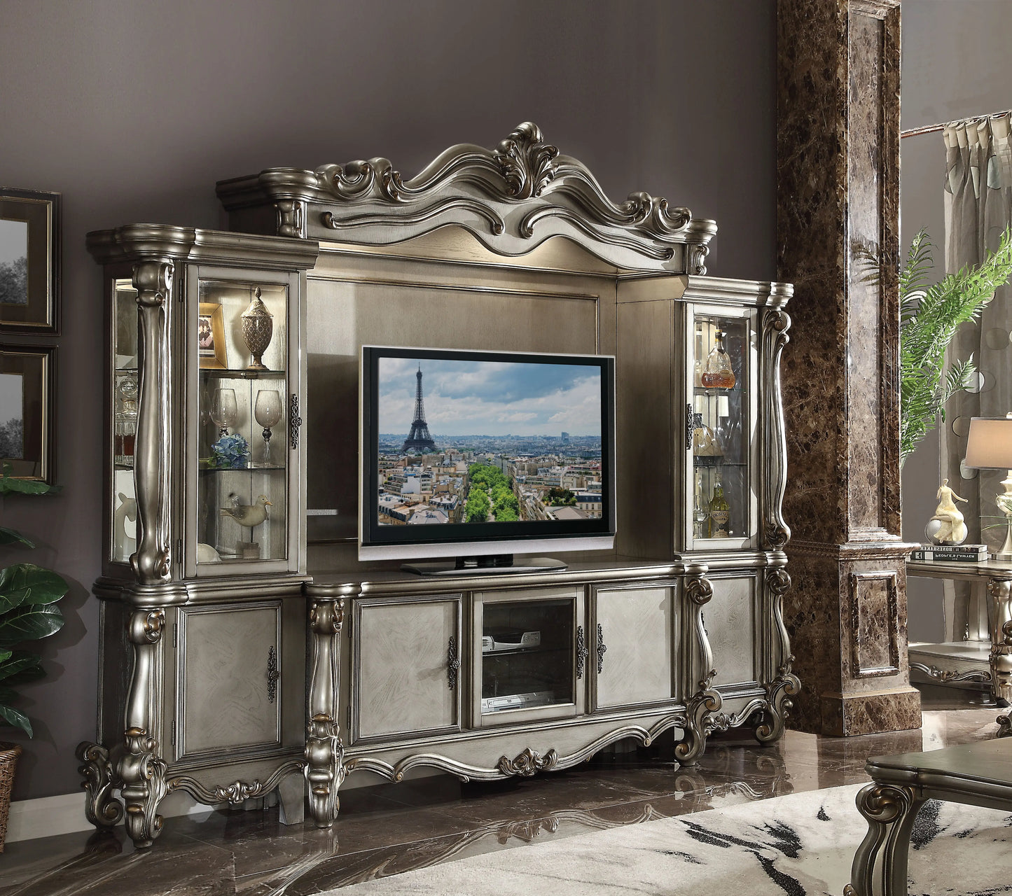 Versailles Antique Platinum TV Stand ACME East