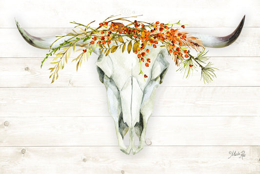 Fall Steer Skull By Marla Rae - Beige Classy Art