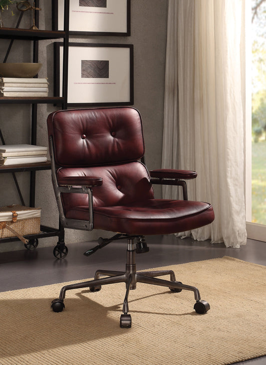 Larisa Vintage Merlot Top Grain Leather Office Chair ACME East