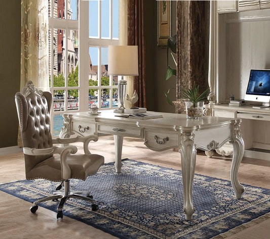 Versailles Bone White Computer Desk & Hutch ACME East