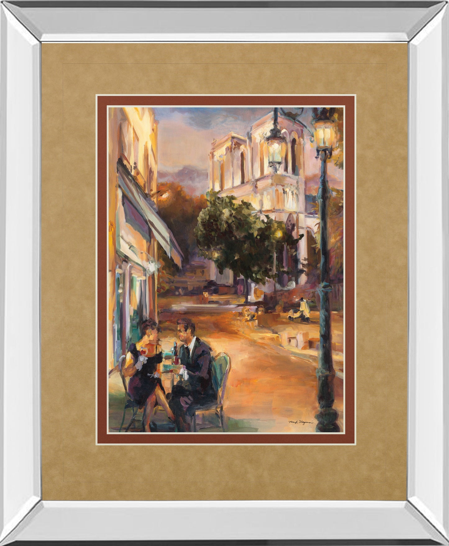 Twilight Time In Paris By Marilyn Hageman - Mirror Framed Print Wall Art - Gold Classy Art