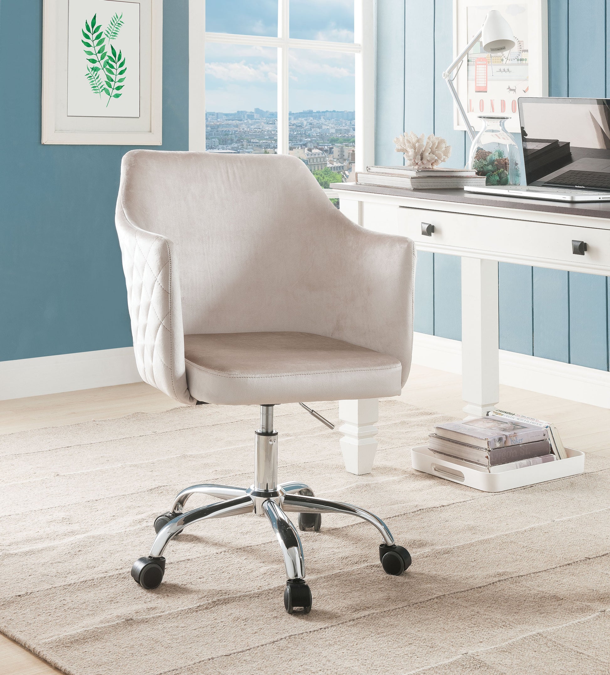 Cosgair Champagne Velvet & Chrome Office Chair ACME East