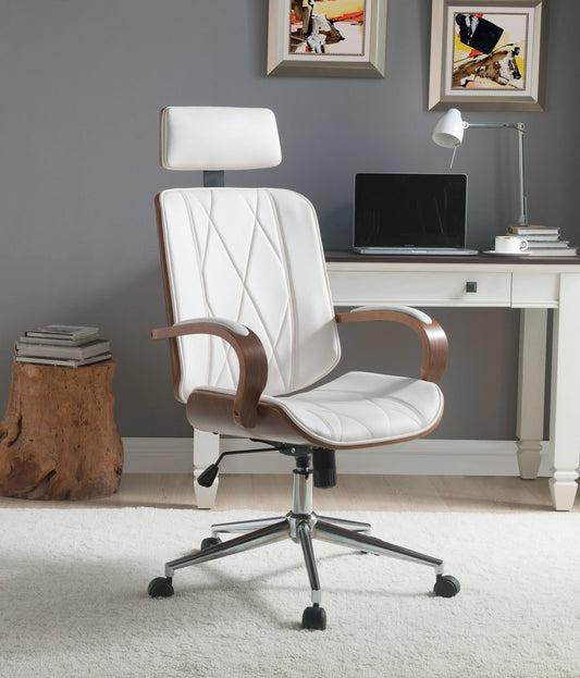 Yoselin White PU & Walnut Office Chair ACME East