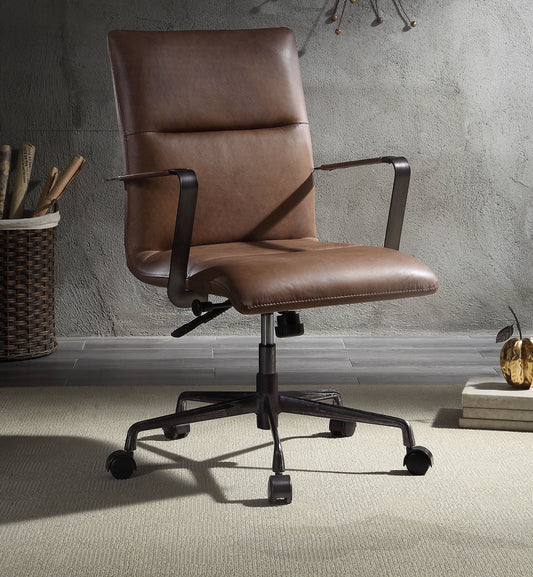 Indra Vintage Chocolate Top Grain Leather Office Chair ACME East