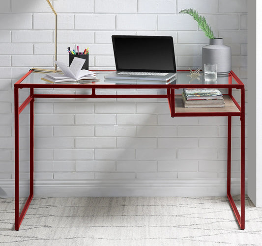 Yasin Red & Glass Desk ACME East