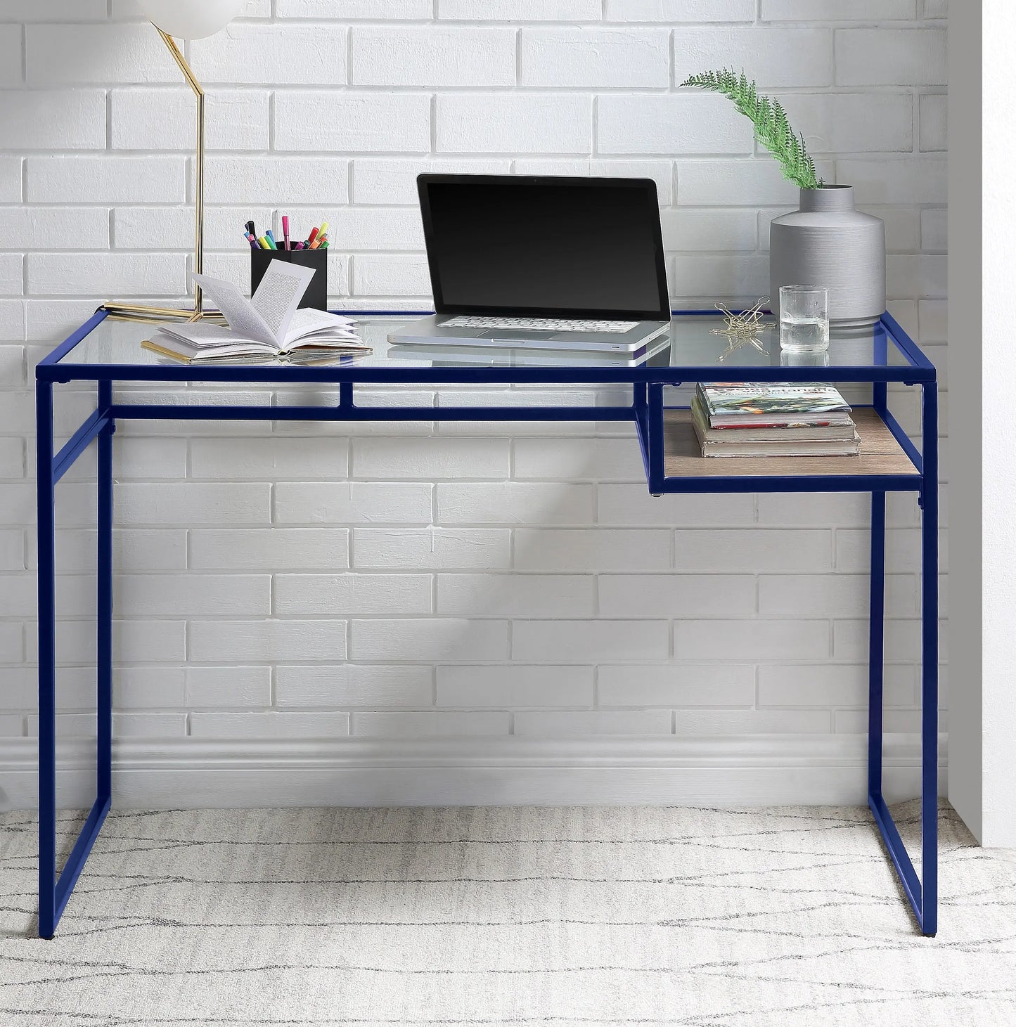 Yasin Blue & Glass Desk ACME East