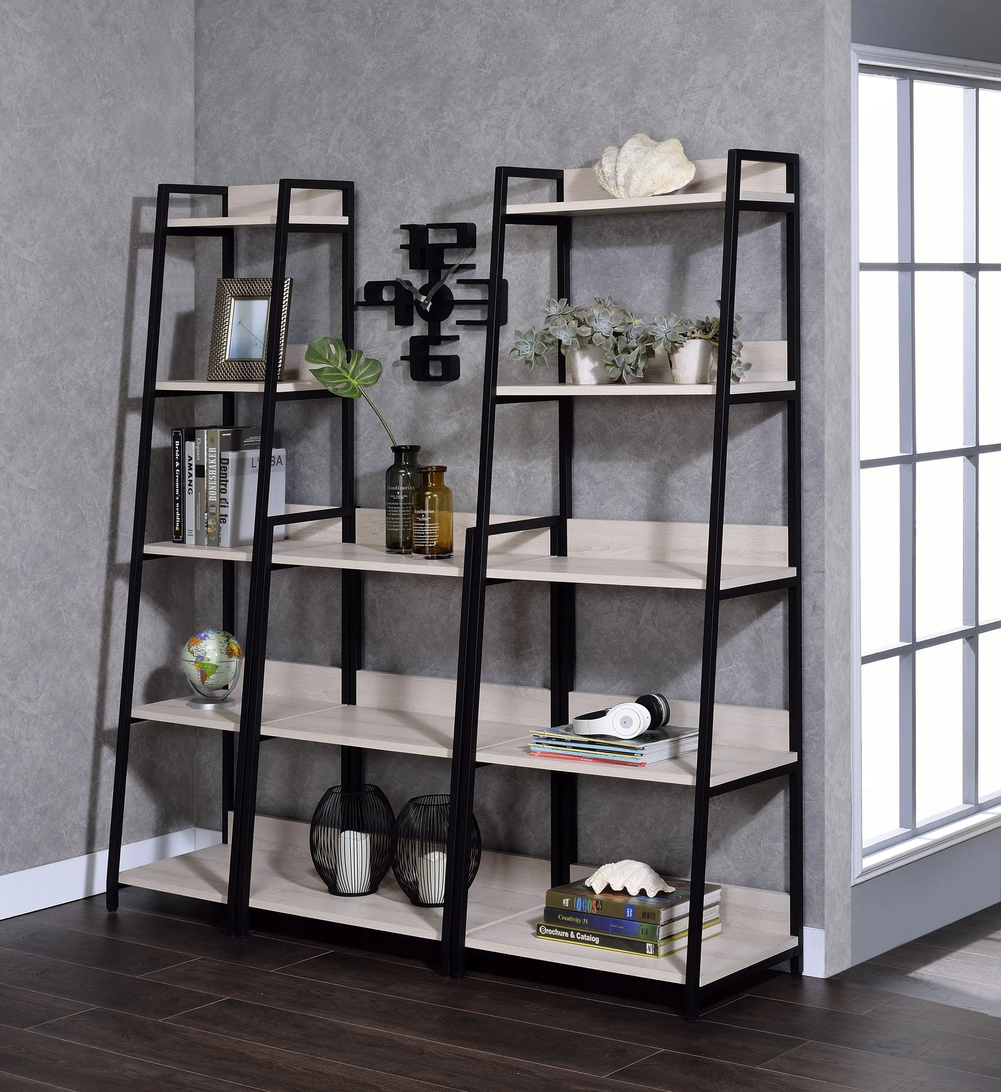 Wendral Natural & Black Bookshelf (3-Tier) ACME East