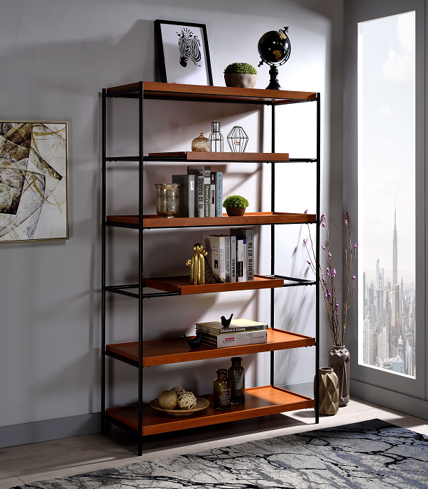 Oaken Honey Oak & Black Bookshelf ACME East