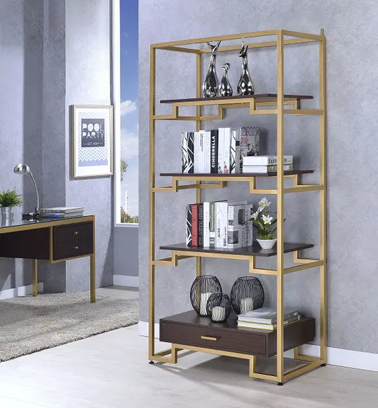 Yumia Gold & Clear Glass Bookshelf ACME East