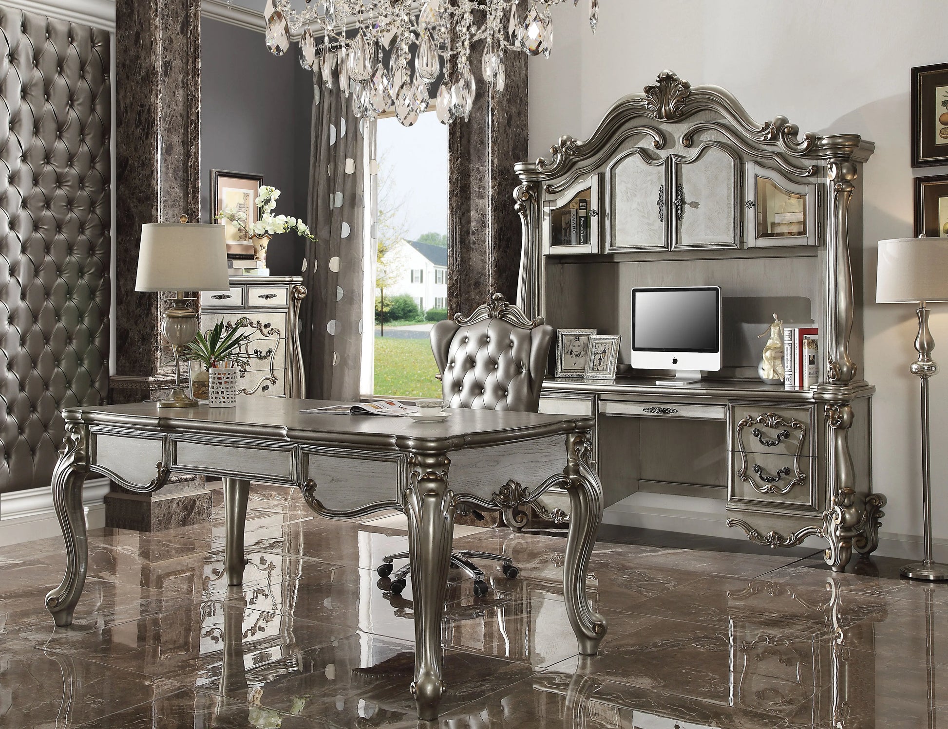 Versailles Antique Platinum Desk ACME East