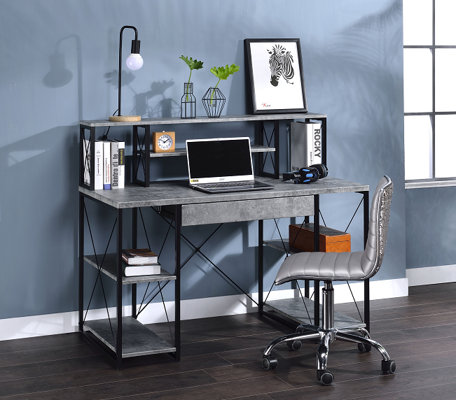 Amiel Faux Concrete & Black Desk ACME East