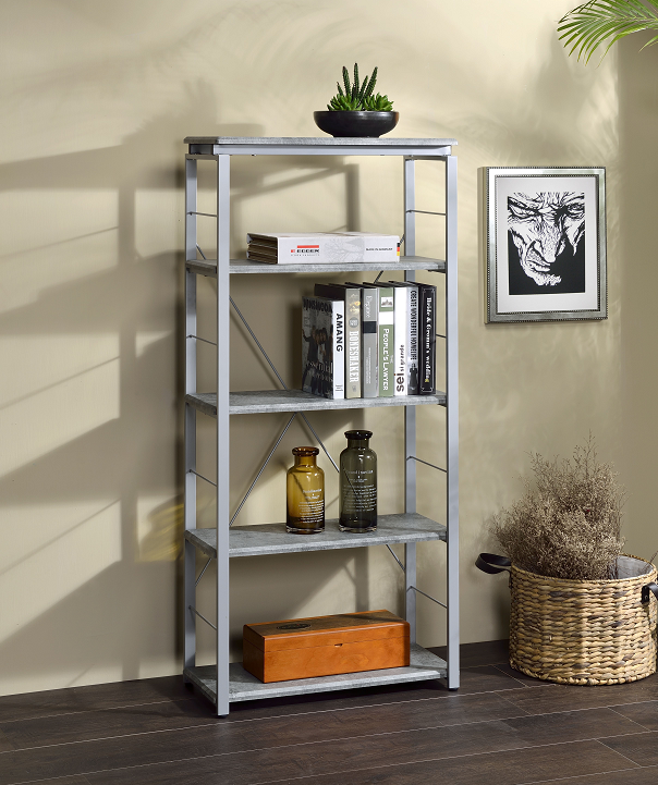 Jurgen Faux Concrete & Silver Bookshelf ACME East