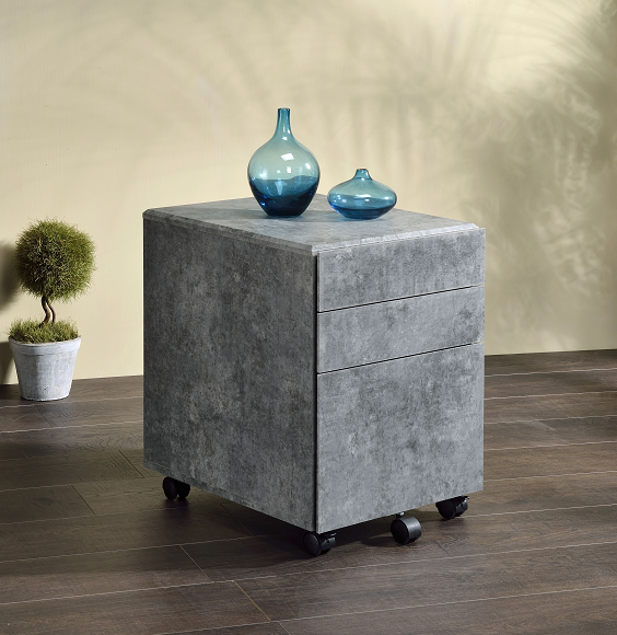 Jurgen Faux Concrete & Silver File Cabinet ACME East