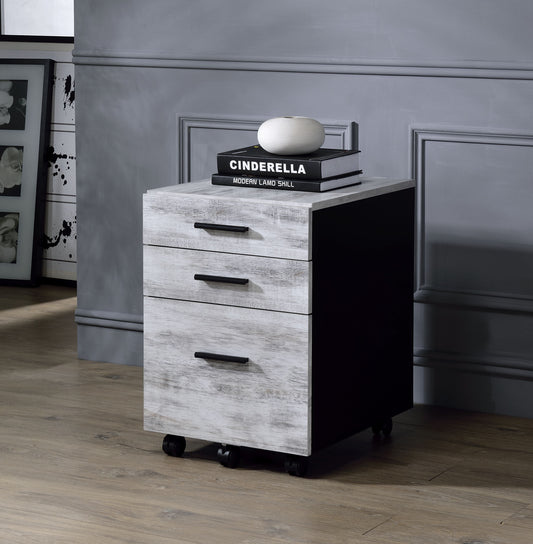 Jurgen Antique White & Black File Cabinet ACME East