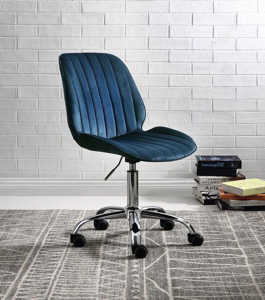 Muata Twilight Blue Velvet & Chrome Office Chair ACME East