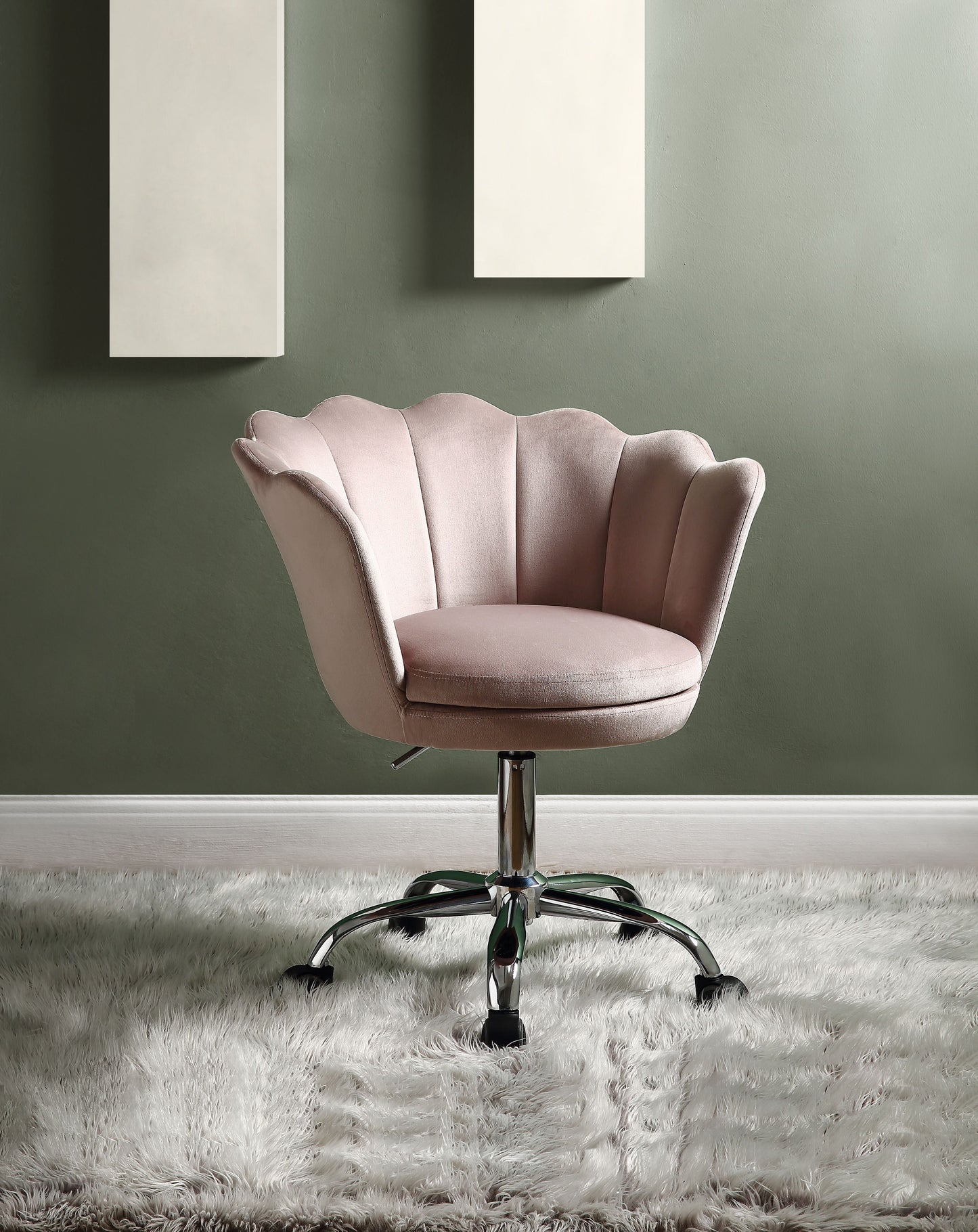 Micco Rose Quartz Velvet & Chrome Office Chair ACME East