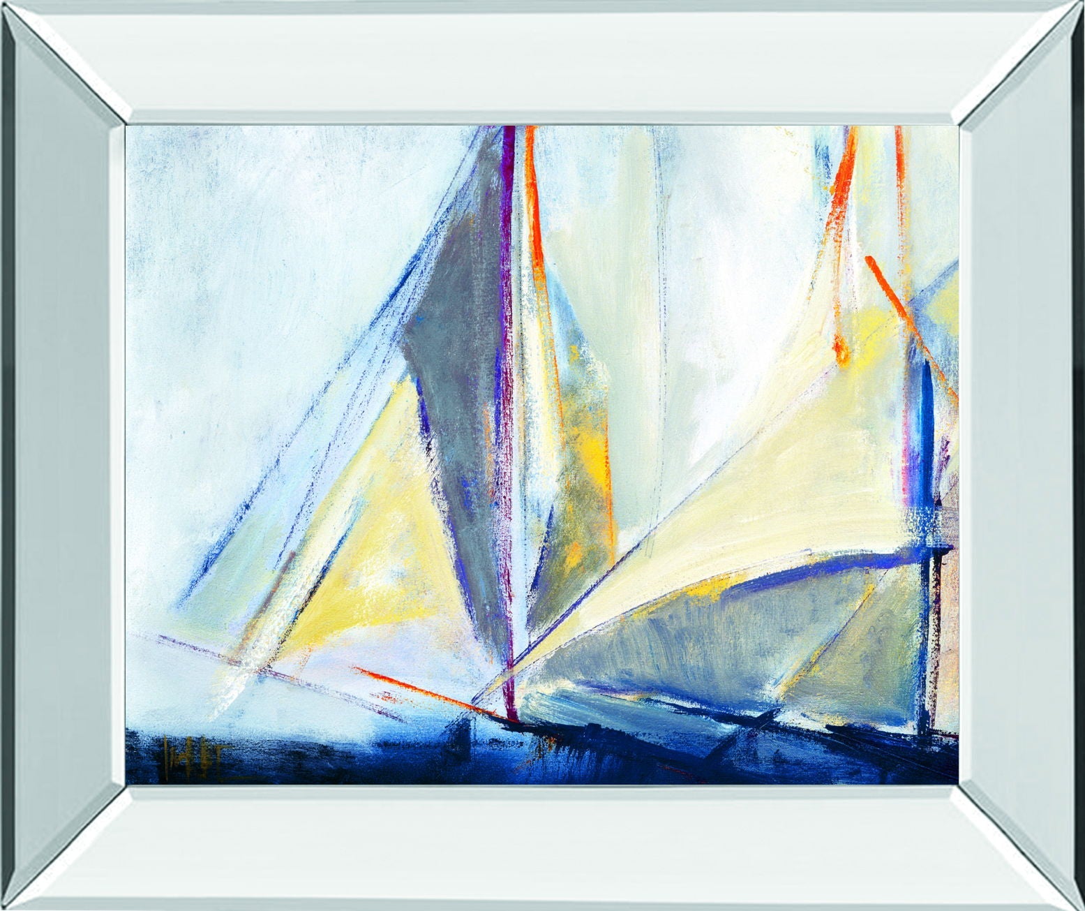 Light Breeze By Torres, M.A. - Mirror Framed Print Wall Art - Blue Classy Art