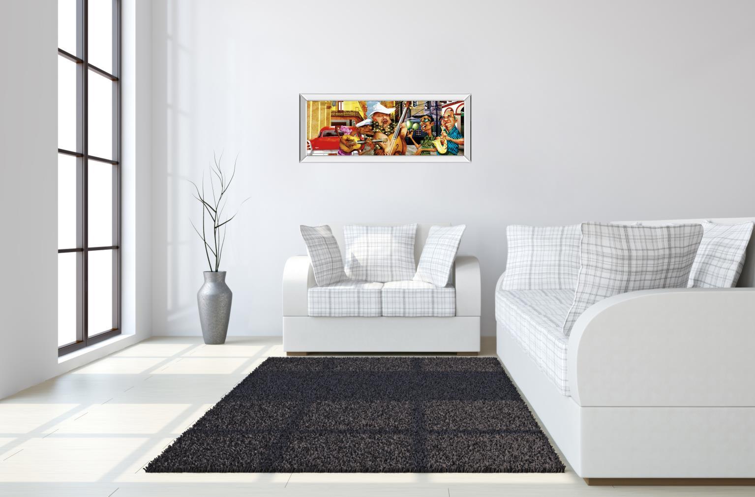 Habana's Band By By Perez - Mirrored Frame Wall Art - Yellow Classy Art