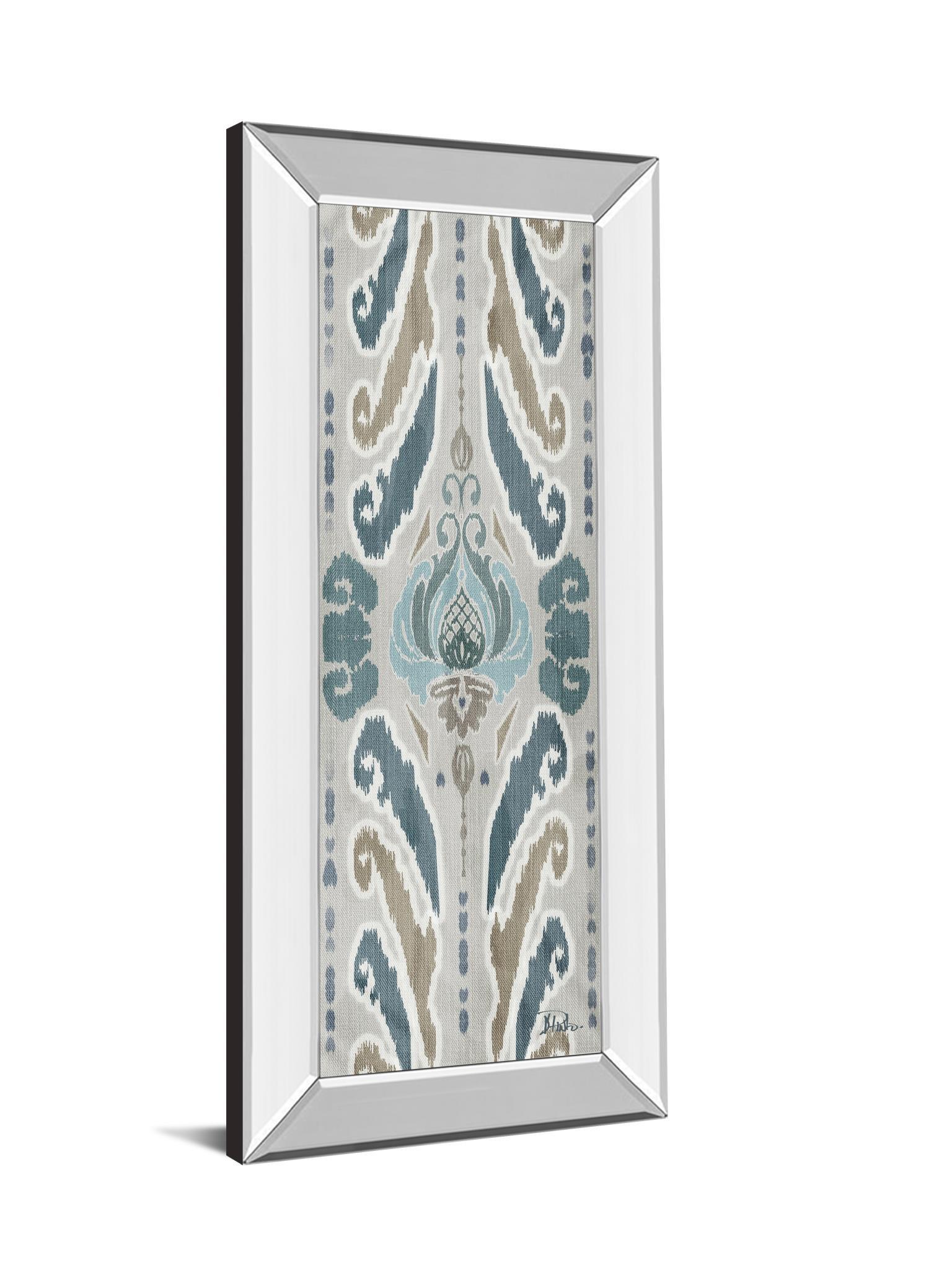 A Touch Of Flourish I By Patricia Pinto - Mirror Framed Print Wall Art - Blue Classy Art