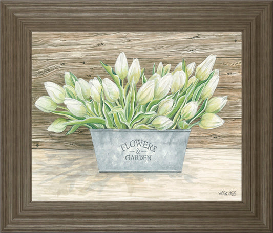 Flowers & Garden Tulips By Cindy Jacobs - Framed Wall Art - Green Classy Art