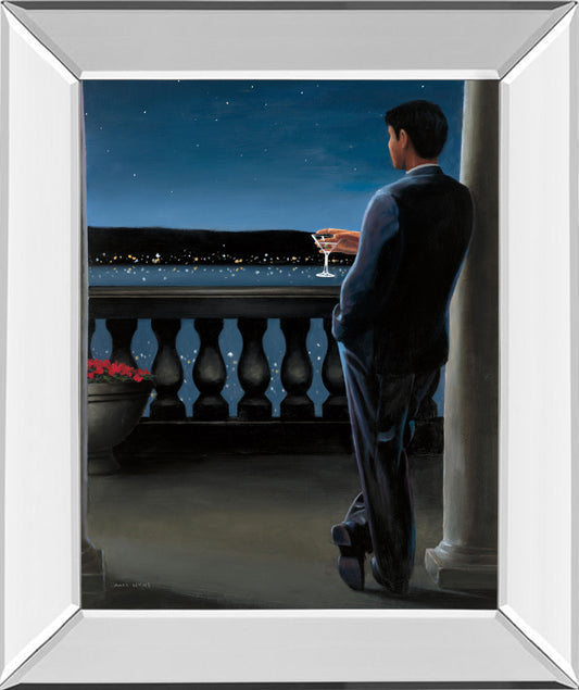 Thinking Of Her By James Wiens - Mirror Framed Print Wall Art - Blue Classy Art