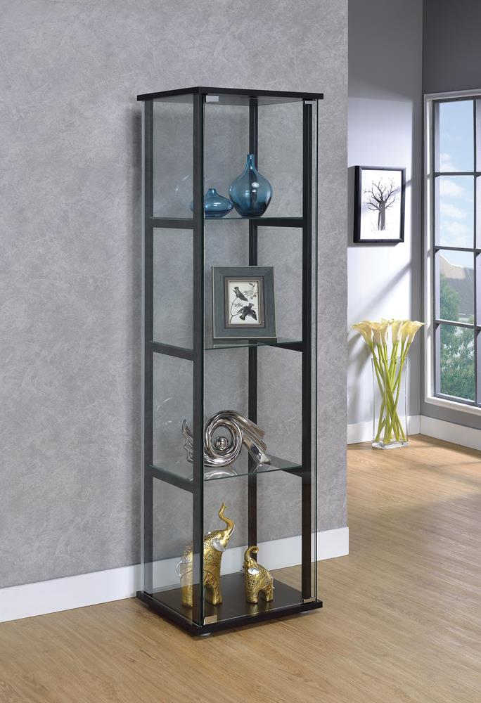 G950171 Contemporary Glass and Black Curio Cabinet Coaster Z2 Premium