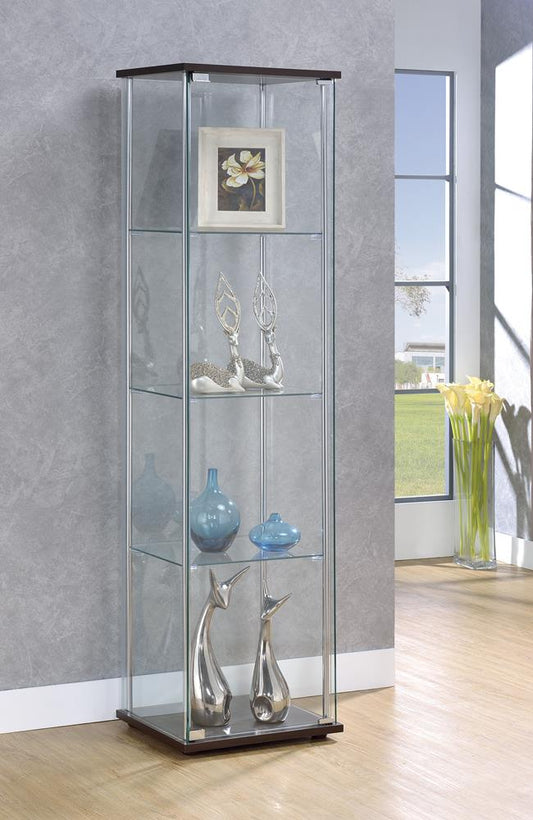 Cappuccino Curio Cabinet with Four Shelves Coaster Z2 Premium