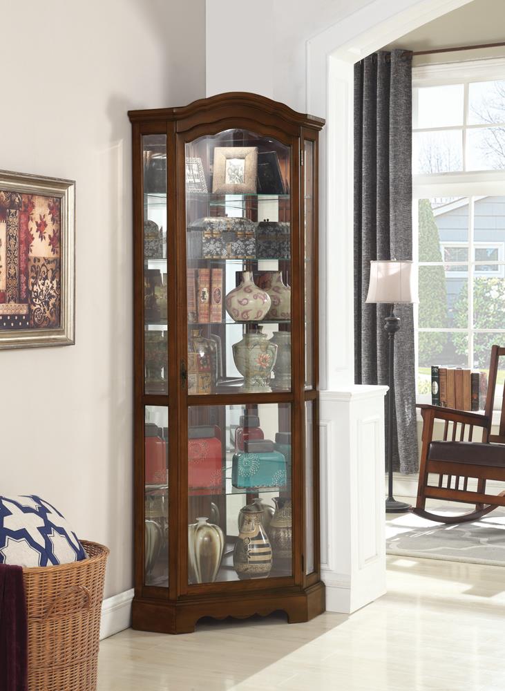 Traditional Rich Brown Corner Curio Cabinet Coaster Z2 Premium