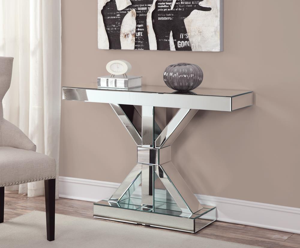 G950191 Contemporary Mirrored Console Table Coaster Z2 Premium