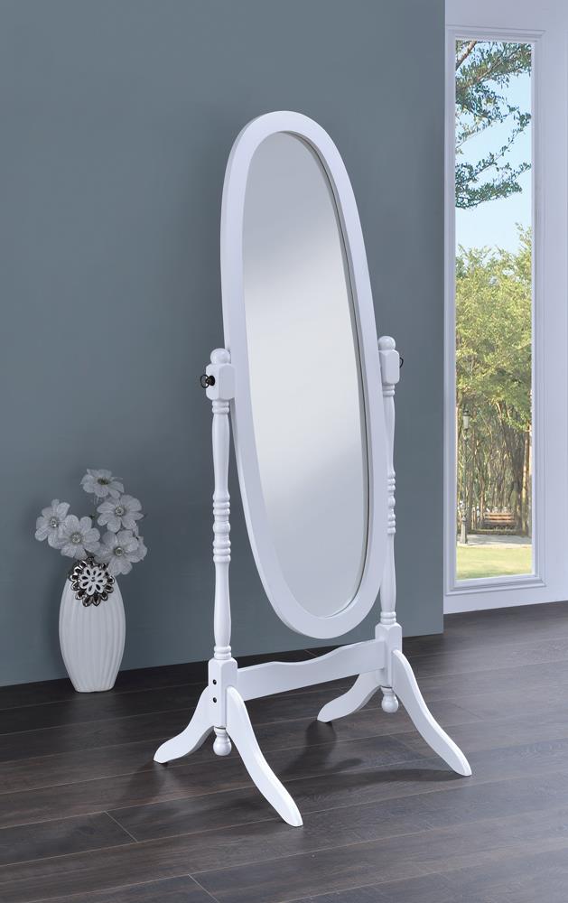 Transitional White Cheval Mirror Coaster Z2 Premium