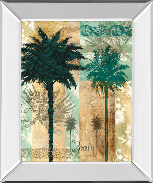 Palm Il By Maeve Fitzsimons - Mirror Framed Print Wall Art - Green Classy Art