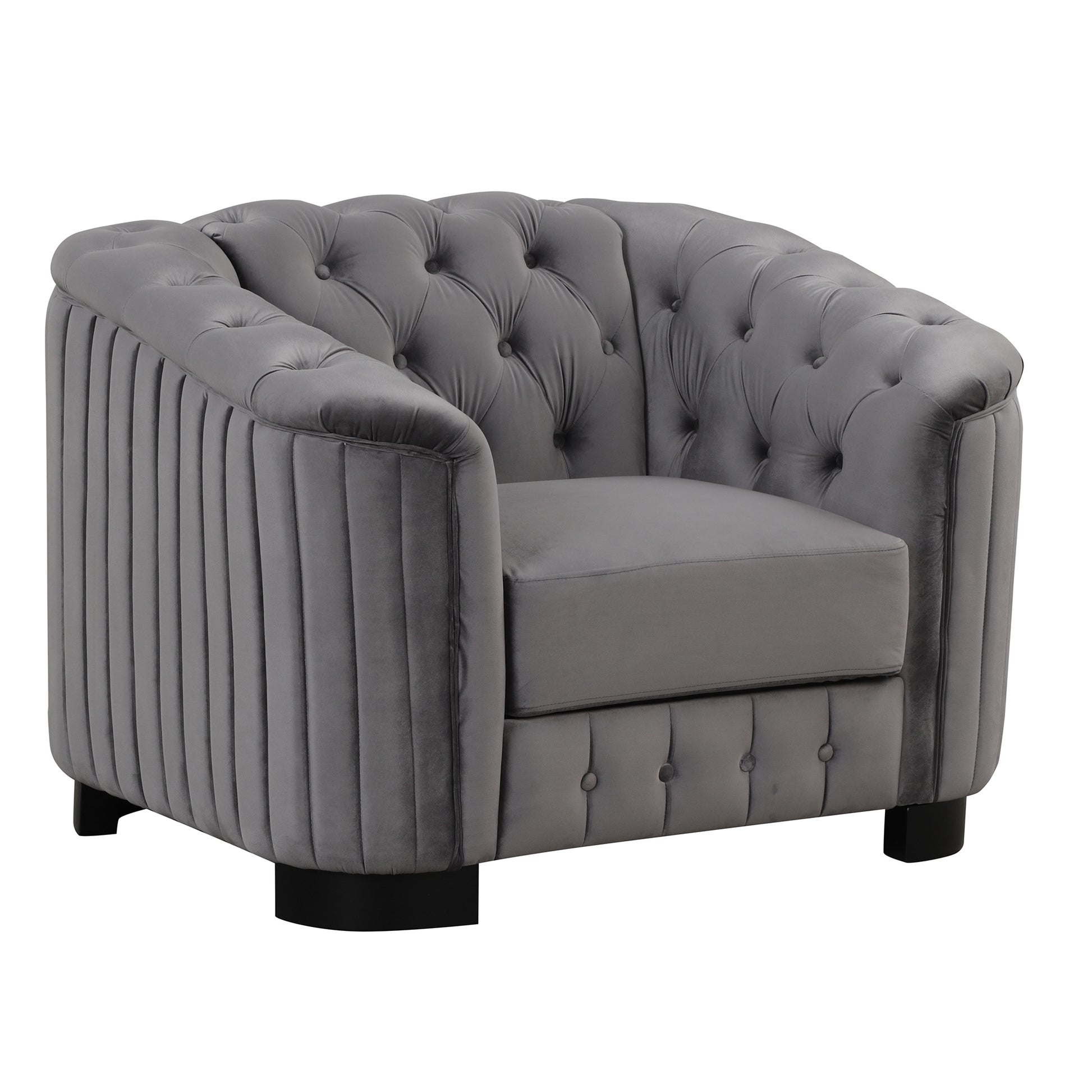 41.5" Velvet Tufted Upholstered Accent Sofa,Modern Single Sofa Chair with Thick Removable Seat Cushion,Modern Single Couch for Living Room,Bedroom,or Small Space,Gray House to Home Furnishings LLC