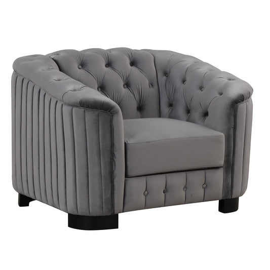 41.5" Velvet Tufted Upholstered Accent Sofa,Modern Single Sofa Chair with Thick Removable Seat Cushion,Modern Single Couch for Living Room,Bedroom,or Small Space,Gray