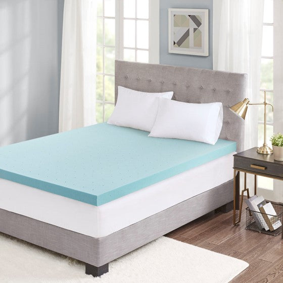 Hypoallergenic 3" Cooling Gel Memory Foam Mattress Topper with Removable Cooling Cover White King Olliix.com