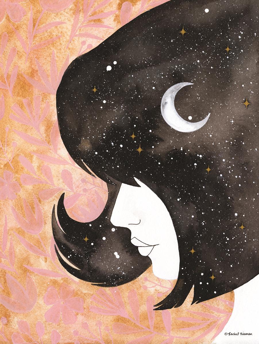 Moon In Her Hair By Rachel Nieman - Orange Classy Art