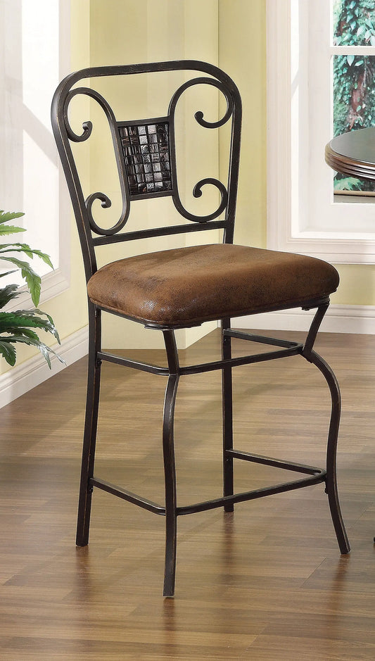 Tavio Fabric & Antique Bronze Counter Height Chair ACME East