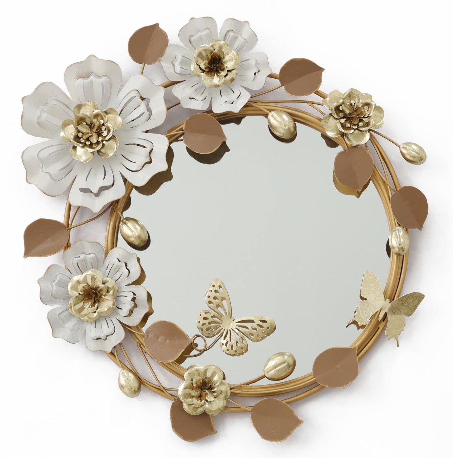 25x26 Metal Wall Mirror - Light Brown Classy Art