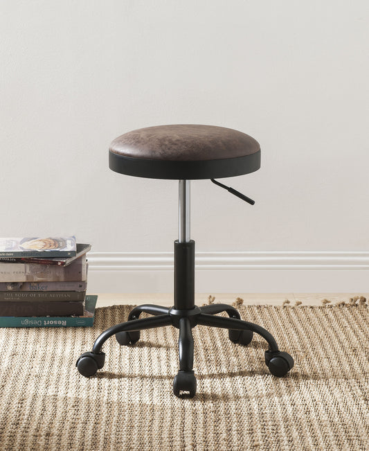 Ouray Vintage Mocha PU & Black Adjustable Stool ACME East