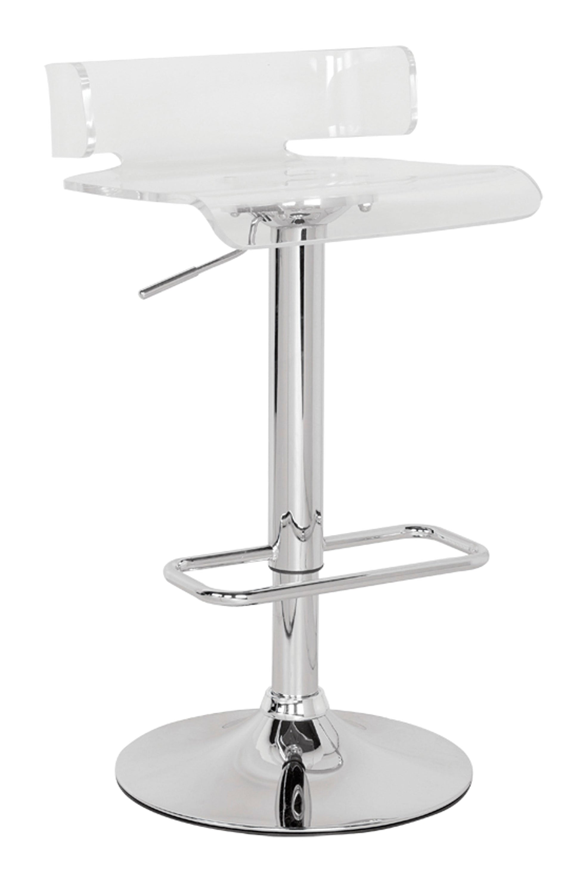 Rania Clear & Chrome Adjustable Stool (1Pc) ACME East