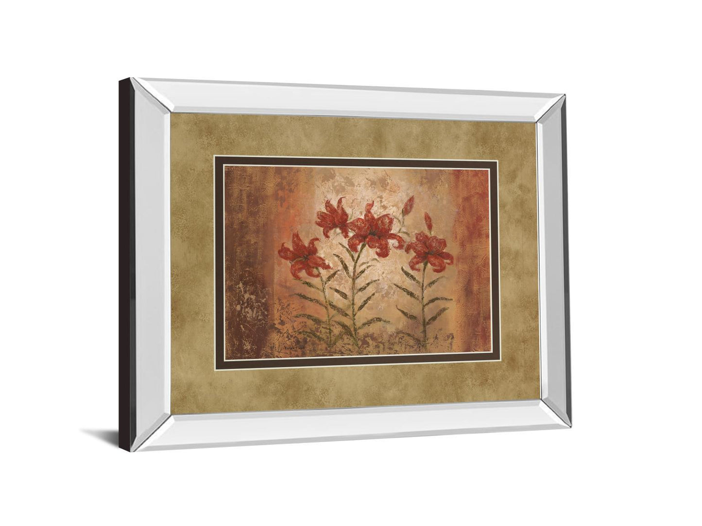 The Lily Style By Vivian Flasch - Mirror Framed Print Wall Art - Red Classy Art