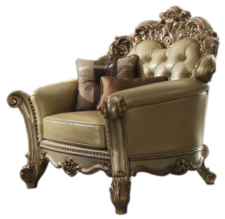 Acme Vendome Chair w/ 2 Pillows in Gold Patina 53002 ACME East