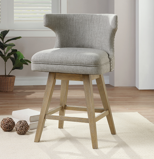 Everett Fabric & Oak Counter Height Chair ACME East