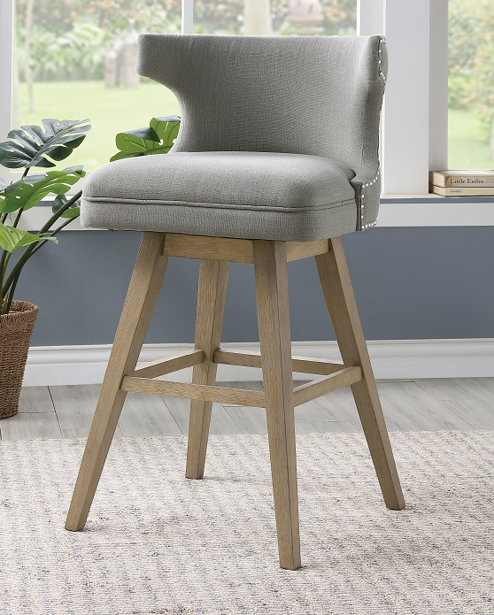 Everett Fabric & Oak Bar Chair ACME East