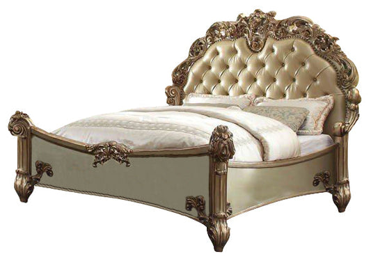 Acme Vendome Button Tufted Queen Bed in Gold Patina 23000Q ACME East