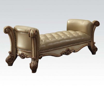 Acme Vendome Upholstered Bench in Gold Patina 96484 ACME East