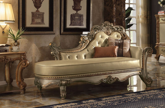 Acme Vendome Chaise in Gold Patina 96485 ACME East